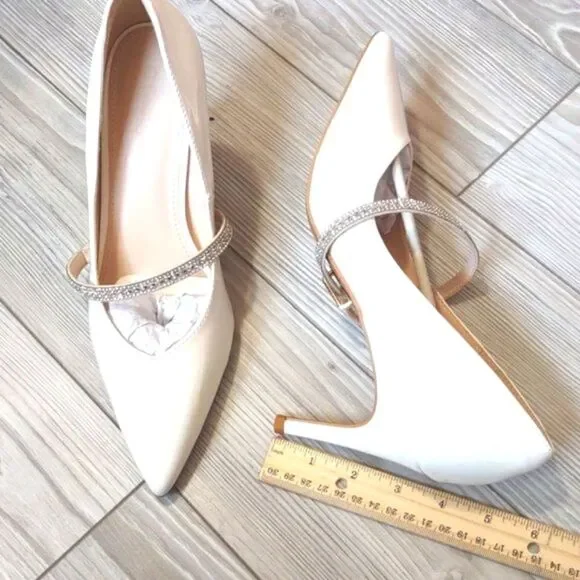 (75-3733) Coutgo Women's Removable Rhinestone Strap Pointed Toe Sz 6.5 - Picture 4 of 10